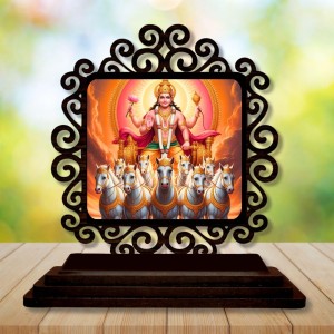 Car Desk/Table Top Surya Dev Wooden Showpiece 3x4 Inches, Compact & Stylish Spiritual Display for Car, Home & Office (Pack of 1) (F19978) Car Desk/Table Top Surya Dev Wooden Showpiece 3x4 Inches, Compact & Stylish Spiritual Display for Car, Home & Office (Pack of 1) (F19978)