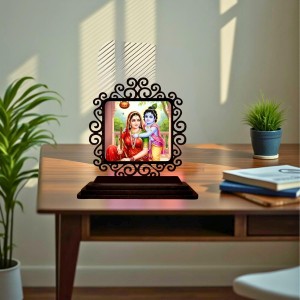 Car Desk/Table Top Yashodha with Krishna Wooden Showpiece 3x4 Inches, Compact & Stylish Spiritual Display for Car, Home & Office (Pack of 1) (F19772)