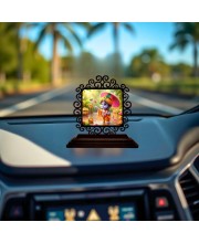 Car Desk/Table Top Lord Krishna Wooden Showpiece 3x4 Inches, Compact & Stylish Spiritual Display for Car, Home & Office (Pack of 1) (F19862)