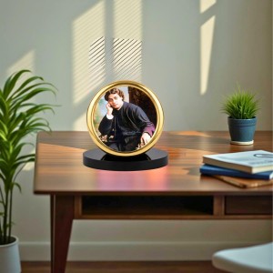 Car Desk/Table Top Swami Vivekananda Metal Golden Photo Stand 2x2 Inches, Compact & Stylish Spiritual Display for Car, Home & Office (Pack of 1) (F18700)