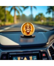 Car Desk/Table Top Lord Saibaba Metal Golden Photo Stand 2x2 Inches, Compact & Stylish Spiritual Display for Car, Home & Office (Pack of 1) (F18503)