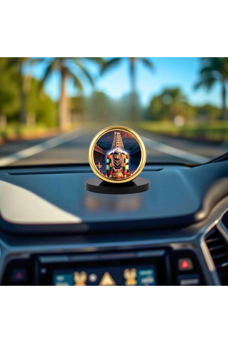 Car Desk/Table Top Jyothirlingam Metal Golden Photo Stand 2x2 Inches, Compact & Stylish Spiritual Display for Car, Home & Office (Pack of 1) (F18922)