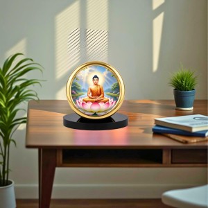 Car Desk/Table Top Serene Buddha Metal Golden Photo Stand 2x2 Inches, Compact & Stylish Spiritual Display for Car, Home & Office (Pack of 1) (F18737) Car Desk/Table Top Serene Buddha Metal Golden Photo Stand 2x2 Inches, Compact & Stylish Spiritual Display for Car, Home & Office (Pack of 1) (F18737)
