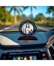 Car Desk/Table Top Lord Jesus Wooden Showpiece 3x4 Inches, Compact & Stylish Spiritual Display for Car, Home & Office (Pack of 1) (F19733)