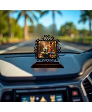 Car Desk/Table Top Lord Karthikeya Wooden Showpiece 3x4 Inches, Compact & Stylish Spiritual Display for Car, Home & Office (Pack of 1) (F19995)