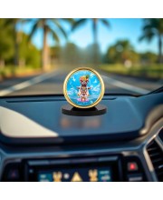 Car Desk/Table Top Lord Jagannath Metal Golden Photo Stand 2x2 Inches, Compact & Stylish Spiritual Display for Car, Home & Office (Pack of 1) (F18847)