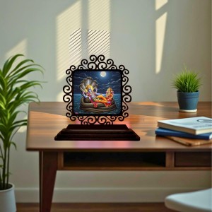 Car Desk/Table Top Lord Vishnu and Lakshmi Wooden Showpiece 3x4 Inches, Compact & Stylish Spiritual Display for Car, Home & Office (Pack of 1) (F20005) Car Desk/Table Top Lord Vishnu and Lakshmi Wooden Showpiece 3x4 Inches, Compact & Stylish Spiritual Display for Car, Home & Office (Pack of 1) (F20005)