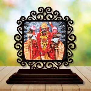 Car Desk/Table Top Kali Matha Wooden Showpiece 3x4 Inches, Compact & Stylish Spiritual Display for Car, Home & Office (Pack of 1) (F19894)