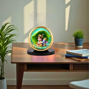 Car Desk/Table Top Little Krishna and Ganesha Metal Golden Photo Stand 2x2 Inches, Compact & Stylish Spiritual Display for Car, Home & Office (Pack of 1) (F18898) Car Desk/Table Top Little Krishna and Ganesha Metal Golden Photo Stand 2x2 Inches, Compact & Stylish Spiritual Display for Car, Home & Office (Pack of 1) (F18898)