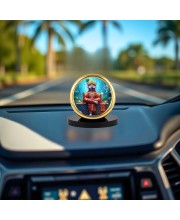 Car Desk/Table Top Lord Jagannath Metal Golden Photo Stand 2x2 Inches, Compact & Stylish Spiritual Display for Car, Home & Office (Pack of 1) (F18751)
