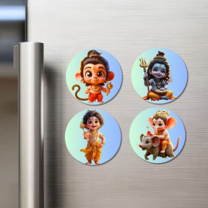 Hanuman, Ganesha, Shiva, and Krishna. Fridge Magnets 4 Piece Set | 3 Inch Round Wall Fridge Decor (F22754) Hanuman, Ganesha, Shiva, and Krishna. Fridge Magnets 4 Piece Set | 3 Inch Round Wall Fridge Decor (F22754)