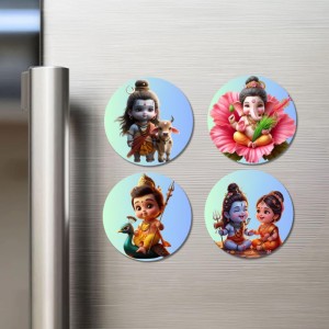 Shiva, Ganesha, Kartikeya, and Parvati. Fridge Magnets 4 Piece Set | 3 Inch Round Wall Fridge Decor (F22756) Shiva, Ganesha, Kartikeya, and Parvati. Fridge Magnets 4 Piece Set | 3 Inch Round Wall Fridge Decor (F22756)