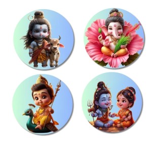 Shiva, Ganesha, Kartikeya, and Parvati. Fridge Magnets 4 Piece Set | 3 Inch Round Wall Fridge Decor (F22756) Shiva, Ganesha, Kartikeya, and Parvati. Fridge Magnets 4 Piece Set | 3 Inch Round Wall Fridge Decor (F22756)