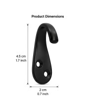 Black Metal Wall Hooks |Wall Mount Hooks for Clothes, Bags, Coats, Hats, Keys & Towels | Rust Resistant Curtain Holdback Hooks for Bathroom, Bedroom, Kitchen & Office | Includes 12 Screws | Pack of 6