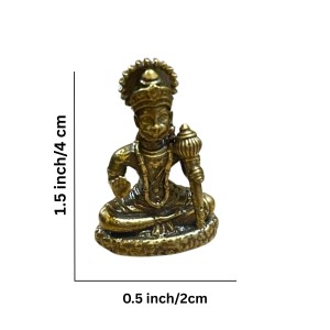 Mini Brass Murti Idol for Home DÃ©cor & Meditation | Handmade Antique Finish Brass Statue for Pooja Room, Office Desk & Spiritual Gift | Small Decorative Showpiece (Hanuman)