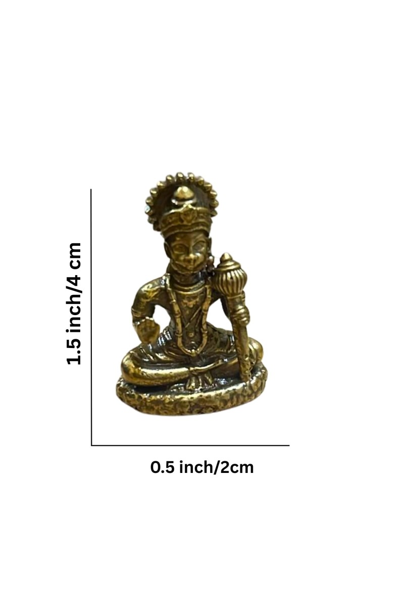 Mini Brass Murti Idol for Home DÃ©cor & Meditation | Handmade Antique Finish Brass Statue for Pooja Room, Office Desk & Spiritual Gift | Small Decorative Showpiece (Hanuman)