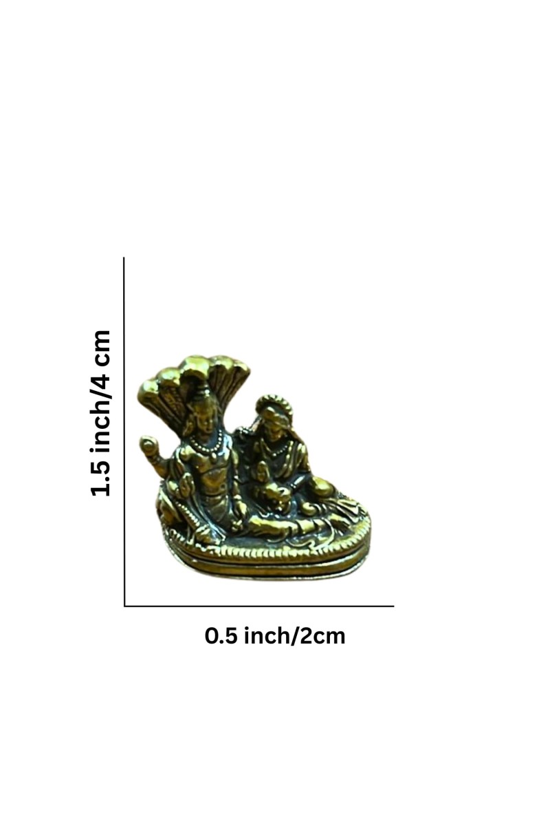 Mini Brass Murti Idol for Home DÃ©cor & Meditation | Handmade Antique Finish Brass Statue for Pooja Room, Office Desk & Spiritual Gift | Small Decorative Showpiece (Laxmi & Narayan)