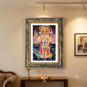 Panchamukhi Hanuman Decorative Photo Frame With White Mount | Premium Wall & Tabletop Picture Frame | Home, Office & Temple Decoration | 8x12 Inch (Pack Of 1) (F31619)