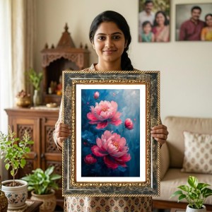 Peony Flower Painting Decorative Photo Frame With White Mount | Premium Wall & Tabletop Picture Frame | Home, Office & Temple Decoration | 10x14 Inch (Pack Of 1) (F32382) Peony Flower Painting Decorative Photo Frame With White Mount | Premium Wall & Tabletop Picture Frame | Home, Office & Temple Decoration | 10x14 Inch (Pack Of 1) (F32382)