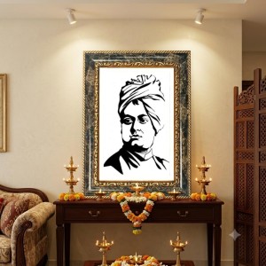 Swami Vivekananda Decorative Photo Frame With White Mount | Premium Wall & Tabletop Picture Frame | Home, Office & Temple Decoration | 8x12 Inch (Pack Of 1) (F31473)