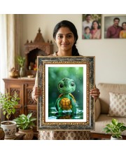 Turtle Decorative Photo Frame With White Mount | Premium Wall & Tabletop Picture Frame | Home, Office & Temple Decoration | 10x14 Inch (Pack Of 1) (F31475)
