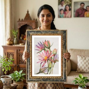 Pink And Purple Lotus Flowers. Decorative Photo Frame With White Mount | Premium Wall & Tabletop Picture Frame | Home, Office & Temple Decoration | 8x12 Inch (Pack Of 1) (F33192) Pink And Purple Lotus Flowers. Decorative Photo Frame With White Mount | Premium Wall & Tabletop Picture Frame | Home, Office & Temple Decoration | 8x12 Inch (Pack Of 1) (F33192)