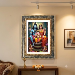 Shiva Family Decorative Photo Frame With White Mount | Premium Wall & Tabletop Picture Frame | Home, Office & Temple Decoration | 8x12 Inch (Pack Of 1) (F31398) Shiva Family Decorative Photo Frame With White Mount | Premium Wall & Tabletop Picture Frame | Home, Office & Temple Decoration | 8x12 Inch (Pack Of 1) (F31398)