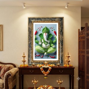 Mountain Lake Wall Art Decorative Photo Frame With White Mount | Premium Wall & Tabletop Picture Frame | Home, Office & Temple Decoration | 12x16 Inch (Pack Of 1) (F31394)