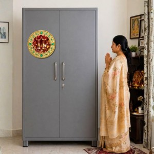 Goddess Tara Charan Fridge Magnet Wooden | Glossy Sublimation Print | 4x4 Inch | Strong Magnet Back | Decorative Magnet for Fridge, Almirah & Temple Decor (F23790)