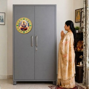 Lord Vishnu Fridge Magnet Wooden | Glossy Sublimation Print | 4x4 Inch | Strong Magnet Back | Decorative Magnet for Fridge, Almirah & Temple Decor (F23747)