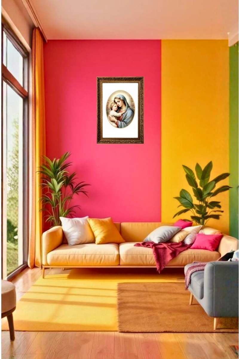 Virgin Mary And Baby Jesus Big Photo Frame - 20x28 Inches For Home,Temple & Office Decoration (F11296)