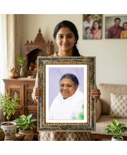 Mata Amritanandamayi Decorative Photo Frame With White Mount | Premium Wall & Tabletop Picture Frame | Home, Office & Temple Decoration | 10x14 Inch (Pack Of 1) (F33188)