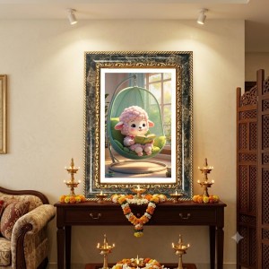 Lamb Decorative Photo Frame With White Mount | Premium Wall & Tabletop Picture Frame | Home, Office & Temple Decoration | 8x12 Inch (Pack Of 1) (F31566)