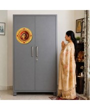 Goddess Durga Fridge Magnet Wooden | Glossy Sublimation Print | 4x4 Inch | Strong Magnet Back | Decorative Magnet for Fridge, Almirah & Temple Decor (F23713)