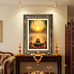Shiva Lingam Decorative Photo Frame With White Mount | Premium Wall & Tabletop Picture Frame | Home, Office & Temple Decoration | 12x16 Inch (Pack Of 1) (F33240) Shiva Lingam Decorative Photo Frame With White Mount | Premium Wall & Tabletop Picture Frame | Home, Office & Temple Decoration | 12x16 Inch (Pack Of 1) (F33240)