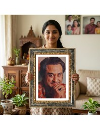 Kishore Kumar Portrait Decorative Photo Frame With White Mount | Premium Wall & Tabletop Picture Frame | Home, Office & Temple Decoration | 8x12 Inch (Pack Of 1) (F33113)
