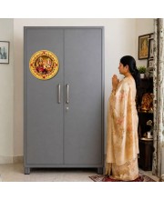 Goddess Lakshmi and Lord Ganeshaa Fridge Magnet Wooden | Glossy Sublimation Print | 4x4 Inch | Strong Magnet Back | Decorative Magnet for Fridge, Almirah & Temple Decor (F23701)
