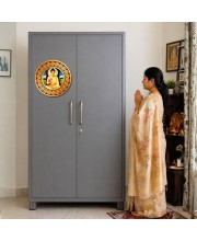 Gautama Buddha Fridge Magnet Wooden | Glossy Sublimation Print | 4x4 Inch | Strong Magnet Back | Decorative Magnet for Fridge, Almirah & Temple Decor (F23724)