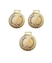 Gold Winner Medal for Sports & Competitions | Metallic Award Medal for School, Event, Games & Achievement Ceremony | Gold Finish Hanging Medal for Kids & Adults (Pack of 3)
