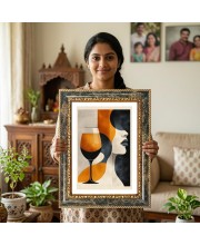 Woman And Mosaic Cup Decorative Photo Frame With White Mount | Premium Wall & Tabletop Picture Frame | Home, Office & Temple Decoration | 10x14 Inch (Pack Of 1) (F32484)