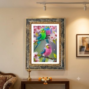 Parakeets Decorative Photo Frame With White Mount | Premium Wall & Tabletop Picture Frame | Home, Office & Temple Decoration | 8x12 Inch (Pack Of 1) (F32384) Parakeets Decorative Photo Frame With White Mount | Premium Wall & Tabletop Picture Frame | Home, Office & Temple Decoration | 8x12 Inch (Pack Of 1) (F32384)