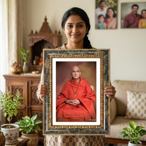 Swami Avdheshanand Giri Decorative Photo Frame With White Mount | Premium Wall & Tabletop Picture Frame | Home, Office & Temple Decoration | 8x12 Inch (Pack Of 1) (F31085)
