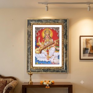Saraswati Decorative Photo Frame With White Mount | Premium Wall & Tabletop Picture Frame | Home, Office & Temple Decoration | 10x14 Inch (Pack Of 1) (F32665)