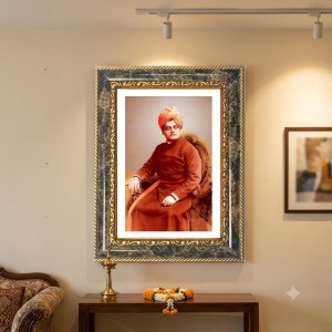 Swami Vivekananda Decorative Photo Frame With White Mount | Premium Wall & Tabletop Picture Frame | Home, Office & Temple Decoration | 8x12 Inch (Pack Of 1) (F33154)