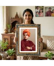 Swami Vivekananda Decorative Photo Frame With White Mount | Premium Wall & Tabletop Picture Frame | Home, Office & Temple Decoration | 10x14 Inch (Pack Of 1) (F33098)