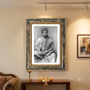 Swami Vivekananda Decorative Photo Frame With White Mount | Premium Wall & Tabletop Picture Frame | Home, Office & Temple Decoration | 8x12 Inch (Pack Of 1) (F32559)