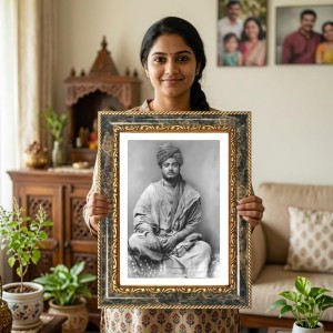 Swami Vivekananda Decorative Photo Frame With White Mount | Premium Wall & Tabletop Picture Frame | Home, Office & Temple Decoration | 8x12 Inch (Pack Of 1) (F32559)