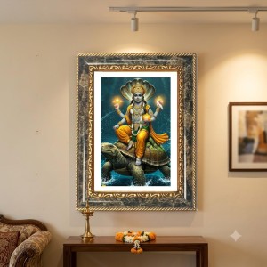 Lord Hanuman Decorative Photo Frame With White Mount | Premium Wall & Tabletop Picture Frame | Home, Office & Temple Decoration | 12x16 Inch (Pack Of 1) (F31129)