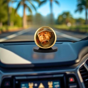 Car Dashboard/Table Top Shirdi Sai Baba Metal Golden Photo Stand 2x2 Inches, Compact & Stylish Spiritual Display For Car, Home & Office (Pack Of 1) (F24509)