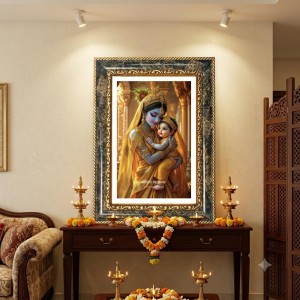 Mother Yashoda Holding Baby Krishna Decorative Photo Frame With White Mount | Premium Wall & Tabletop Picture Frame | Home, Office & Temple Decoration | 10x14 Inch (Pack Of 1) (F31345) Mother Yashoda Holding Baby Krishna Decorative Photo Frame With White Mount | Premium Wall & Tabletop Picture Frame | Home, Office & Temple Decoration | 10x14 Inch (Pack Of 1) (F31345)